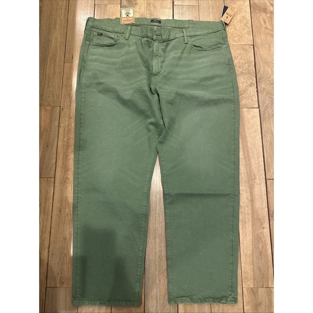 Polo Ralph Lauren‎ Varick Slim Straight Green Garment Dyed Pants 46x30 New